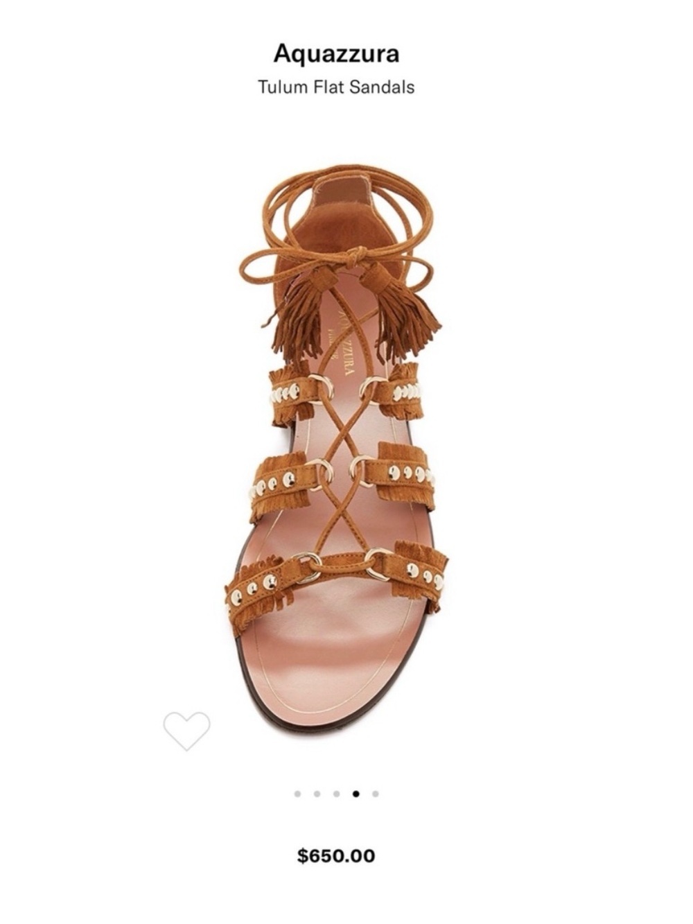 🦋Aquazzura| Brown Suede Fringe Gladiator Sandals ACL Festival Boho Size 38 - Picture 8 of 8
